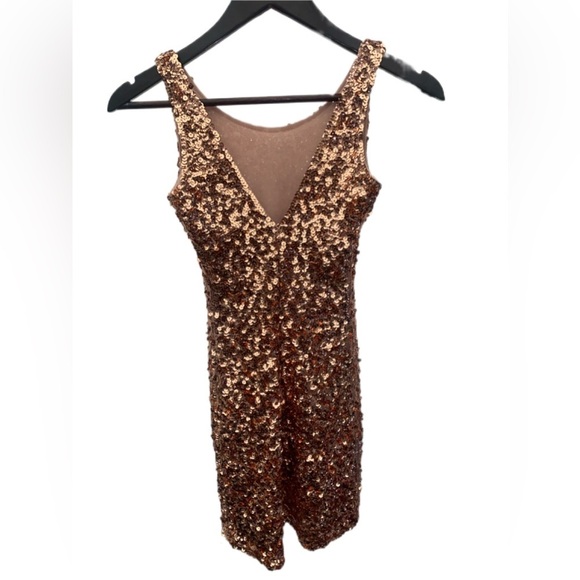 Gold Sequined Mini Dress - Picture 8 of 8